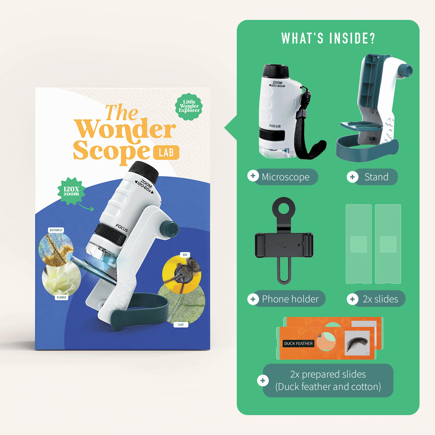 WonderScope Lab Setup – Microscope Educational Kit with Slides and Accessories